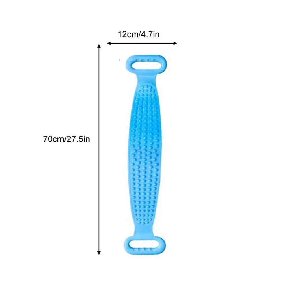 Gentle Bath Body Scrubber Silicone Back Shower Brush Washer Scrubbers Dual Sided Extra Long Handle