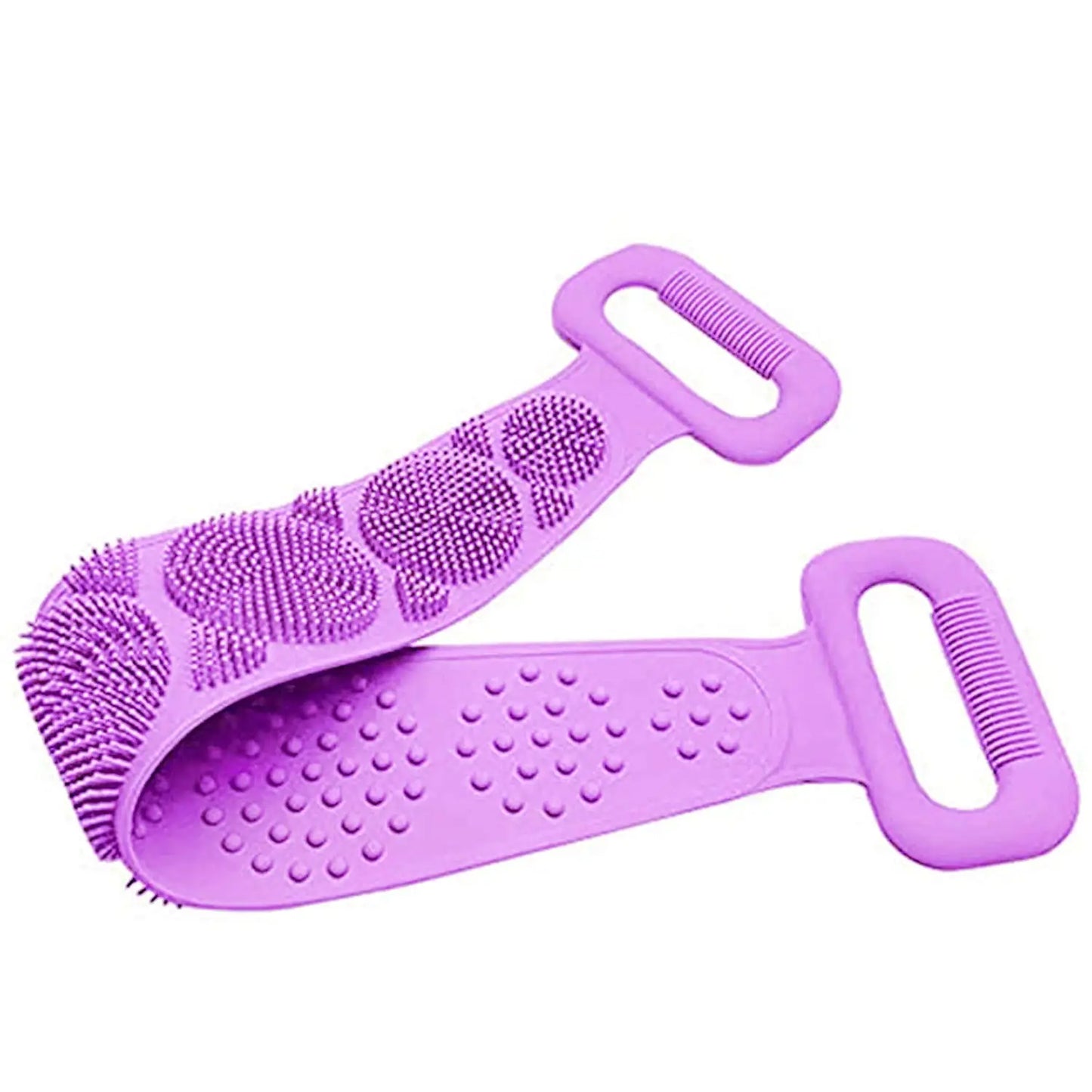 Gentle Bath Body Scrubber Silicone Back Shower Brush Washer Scrubbers Dual Sided Extra Long Handle