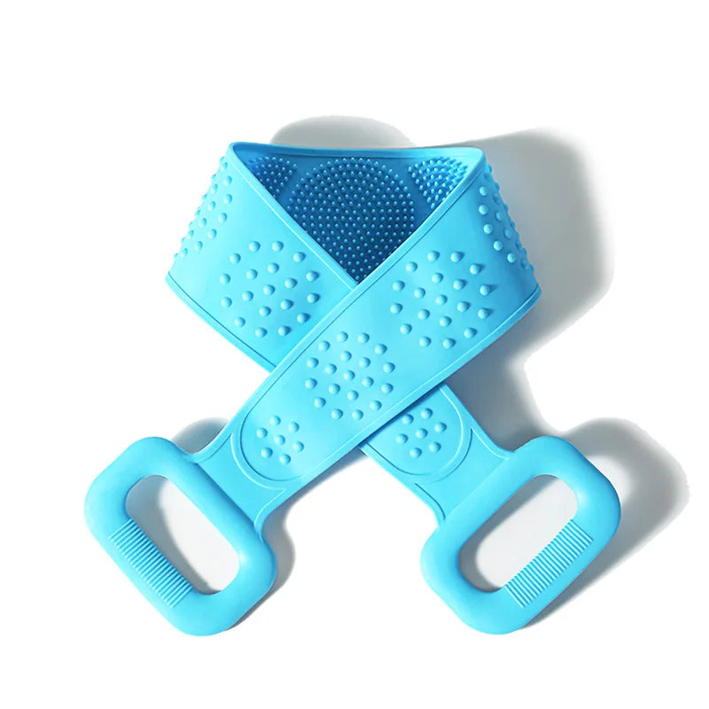 Gentle Bath Body Scrubber Silicone Back Shower Brush Washer Scrubbers Dual Sided Extra Long Handle